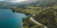 New Zealand coast landscape showing the sea, the road and the mountains